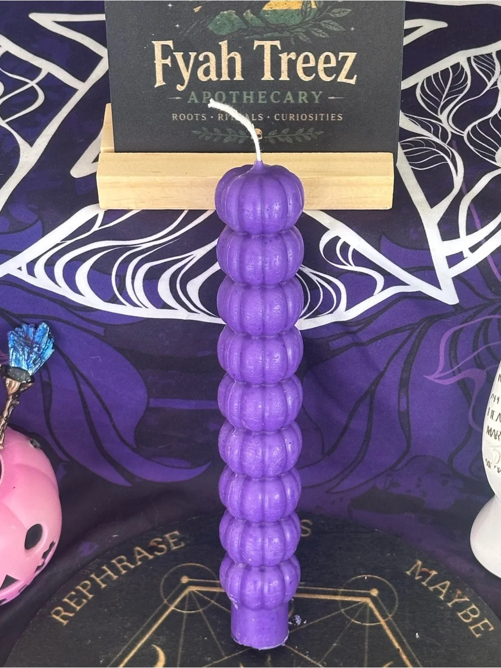 Purple Pumpkin Stack Taper Candle
